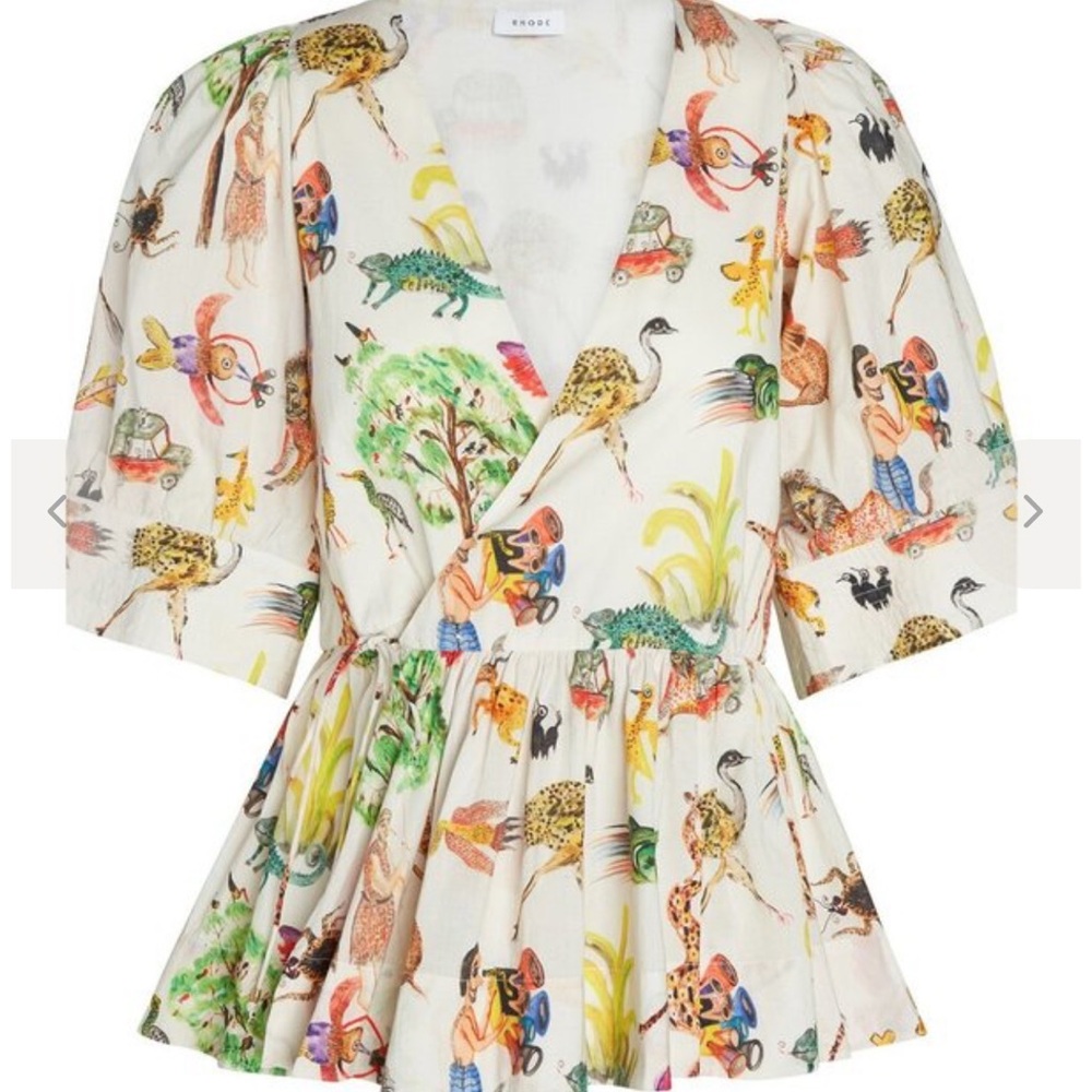 RARE Rhode Resort Ava Safari Top Short Sleeve Size L NWT